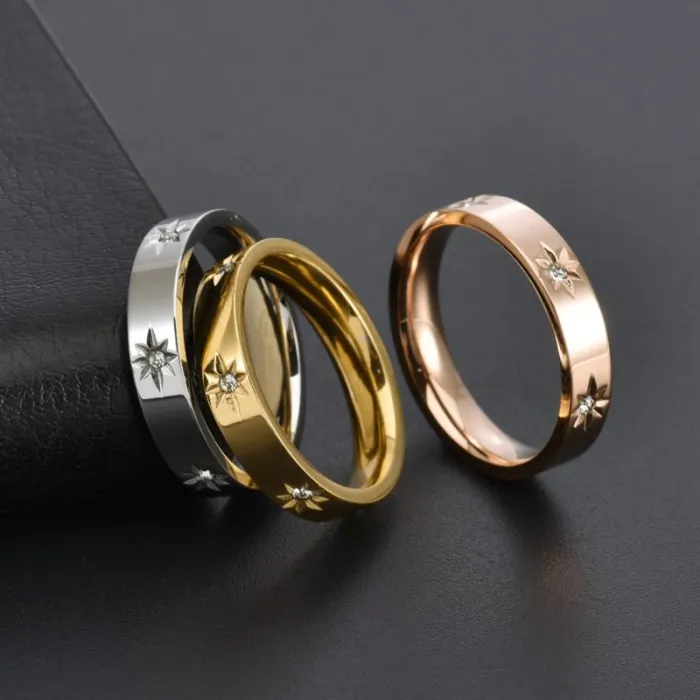 Wholesale 18K Gold Plated Sunflower Ring – Stainless Steel Women’s Jewelry with Pave Stones Factory Price