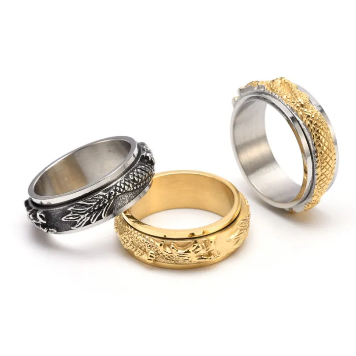 Wholesale Dragon Spinner Ring – Stainless Steel Rotating Ring for Men Creative Fashion Jewelry Factory Price