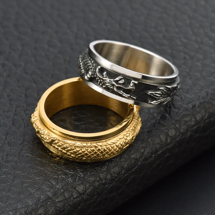 Wholesale Dragon Spinner Ring – Stainless Steel Rotating Ring for Men Creative Fashion Jewelry Factory Price