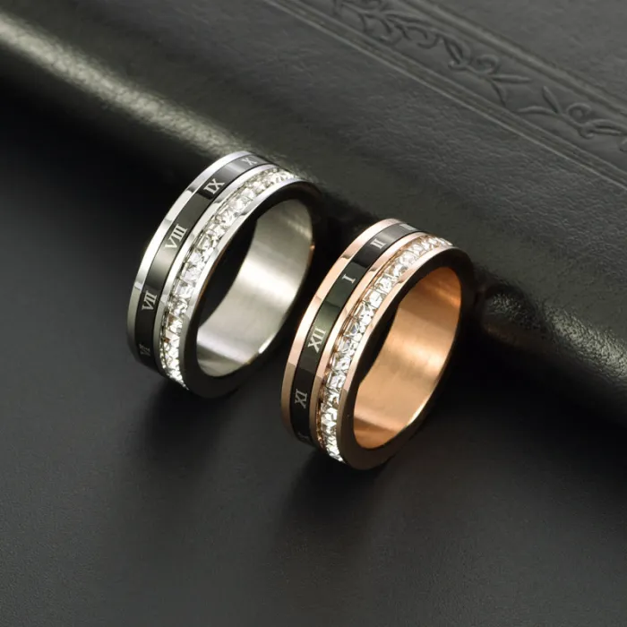 Wholesale Roman Numeral Spinner Ring – Stainless Steel Square CZ Band for Men & Women Factory Price