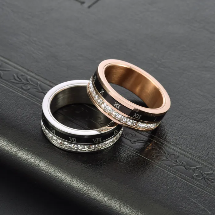 Wholesale Roman Numeral Spinner Ring – Stainless Steel Square CZ Band for Men & Women Factory Price