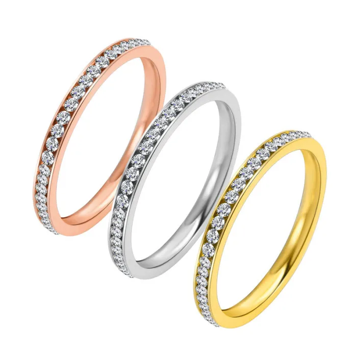 Wholesale Stainless Steel Zircon Ring – Women’s Gold Full Star Trendy Jewelry Factory Price