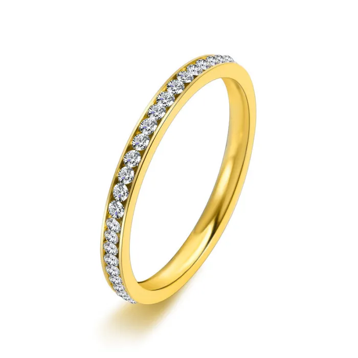 Wholesale Stainless Steel Zircon Ring – Women’s Gold Full Star Trendy Jewelry Factory Price