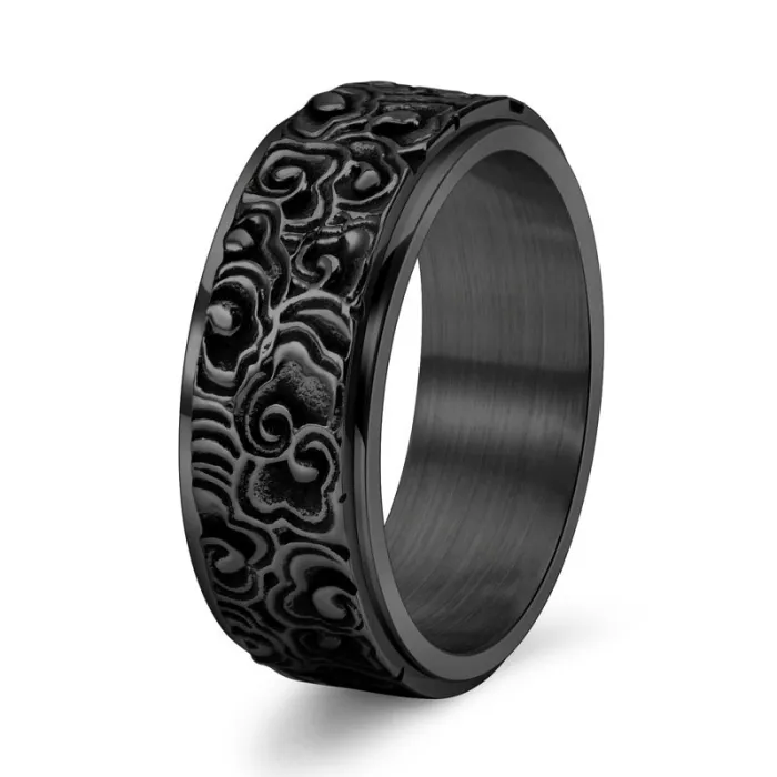 Wholesale Vintage Cloud Spinner Ring – Stainless Steel Rotating Band for Men Chinese Style Jewelry Factory Price