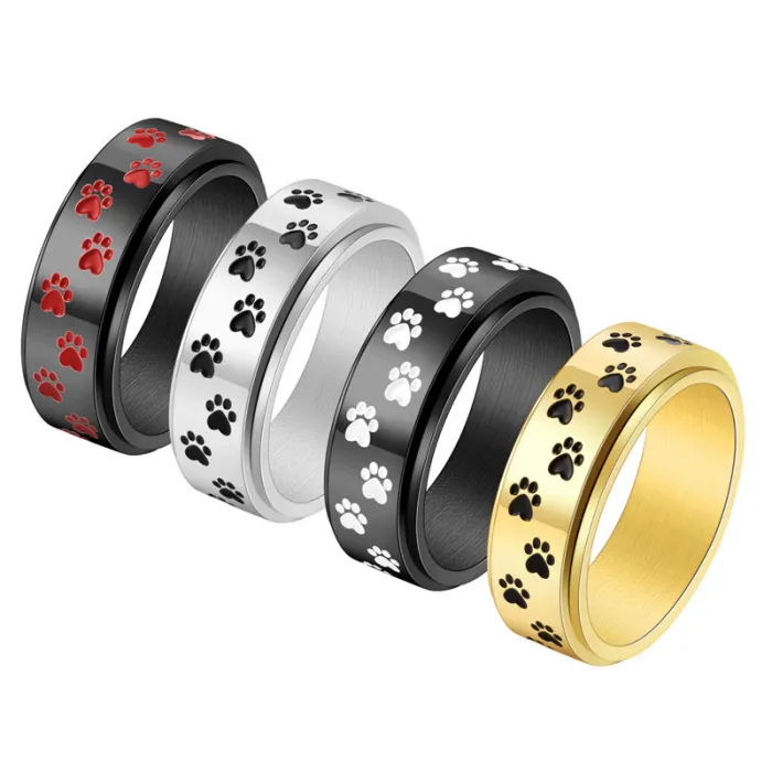 Wholesale Punk Dog Claw Spinner Ring – Stainless Steel 8MM Wide Band for Men Factory Price