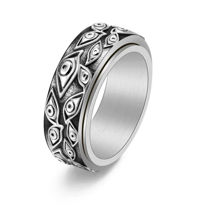 Wholesale Eye Spinner Ring – Stainless Steel Rotating Band for Men Vintage Bold Jewelry Factory Price