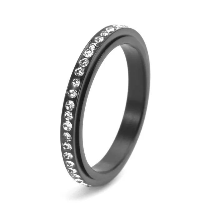 Wholesale Full CZ Spinner Ring – Stainless Steel Gold Rotating Band for Women Fashion Jewelry Factory Price