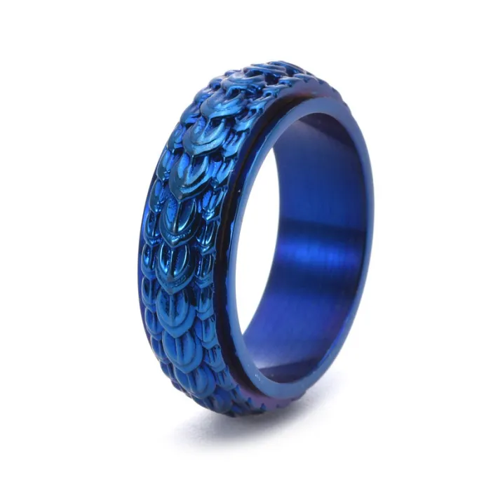 Wholesale Dragon Scale Spinner Ring – Stainless Steel Vintage Unisex Rotating Band Factory Price