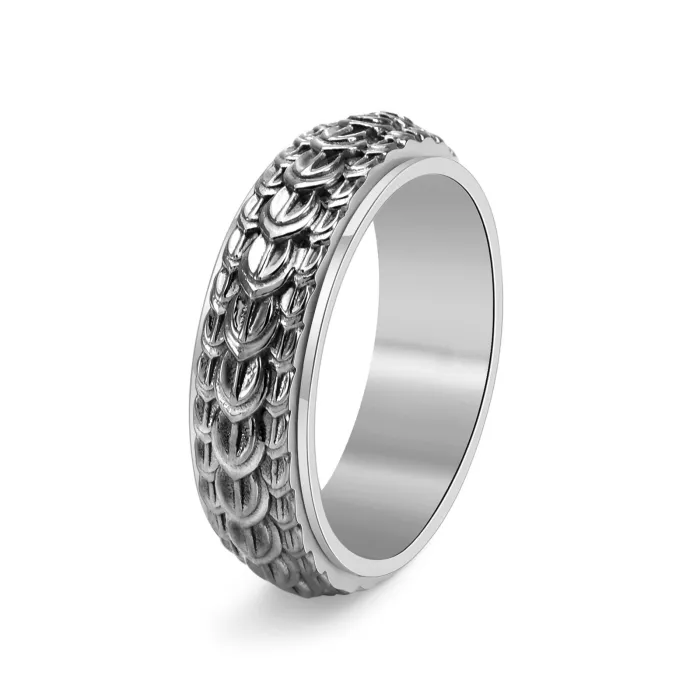 Wholesale Dragon Scale Spinner Ring – Stainless Steel Vintage Unisex Rotating Band Factory Price
