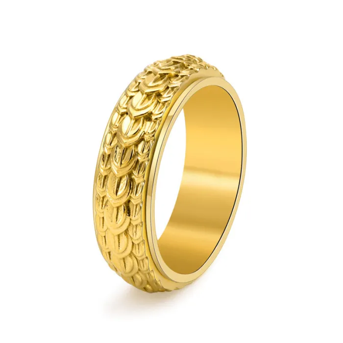 Wholesale Dragon Scale Spinner Ring – Stainless Steel Vintage Unisex Rotating Band Factory Price