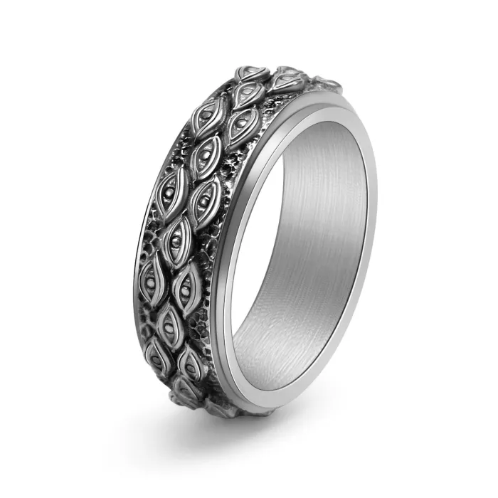 Wholesale Eye of God Spinner Ring – Vintage Stainless Steel Rotating Band for Men Jewelry Factory Price