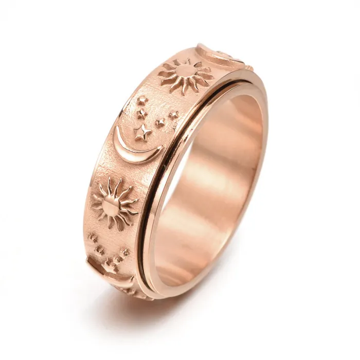 Wholesale Stainless Steel Spinner Ring – Simple Polished Band with CZ for Men & Women Jewelry Factory Price
