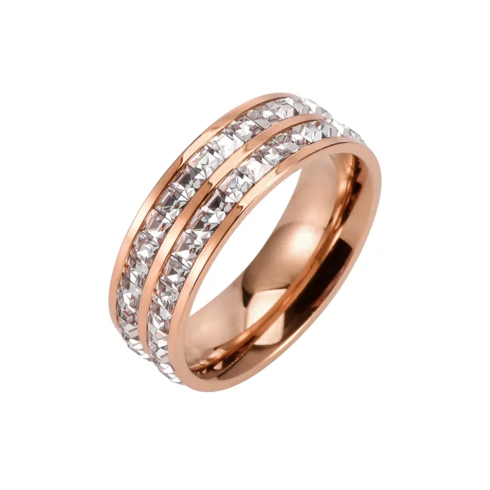 Wholesale Rose Gold Stainless Steel Ring – Minimalist Full Star Design Couple Jewelry Factory Price