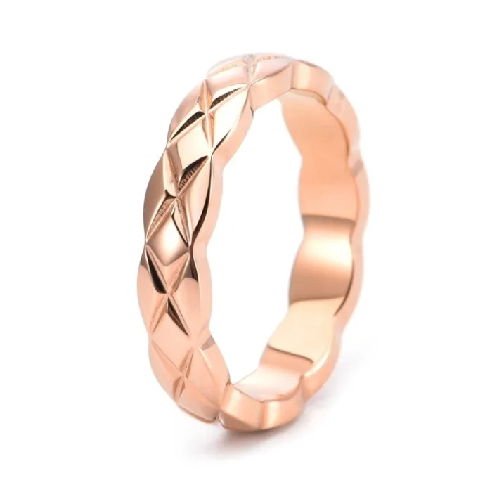 Wholesale Rainbow CZ Couple Ring – 18K Gold Stainless Steel Diamond Pattern Jewelry Factory Price