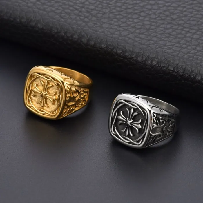Wholesale Vintage Cross Crown Ring – Stainless Steel Fashion Men’s Band Punk Jewelry Factory Price