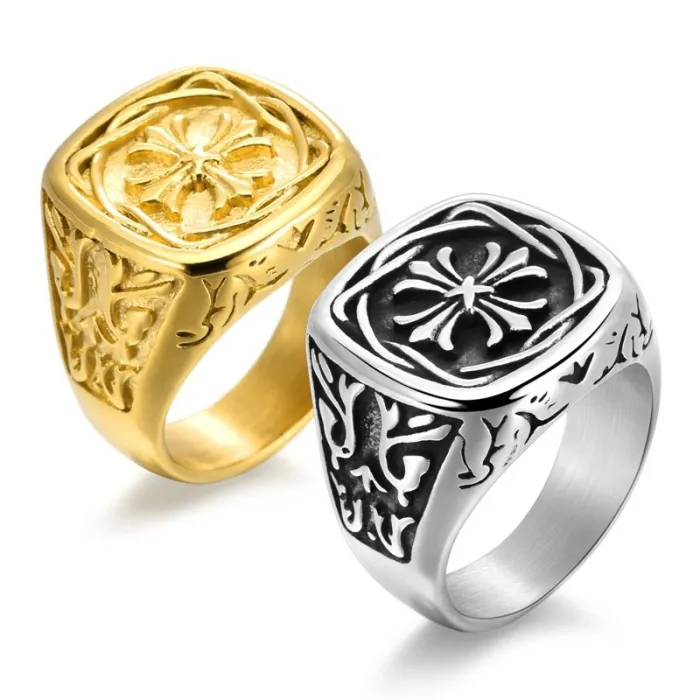 Wholesale Vintage Cross Crown Ring – Stainless Steel Fashion Men’s Band Punk Jewelry Factory Price
