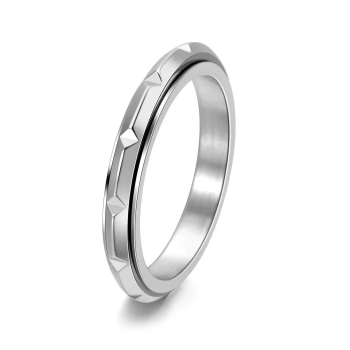 Wholesale 3MM Rose Gold Spinner Ring – Stainless Steel Bamboo Pattern Thin Band for Women Jewelry Factory Price