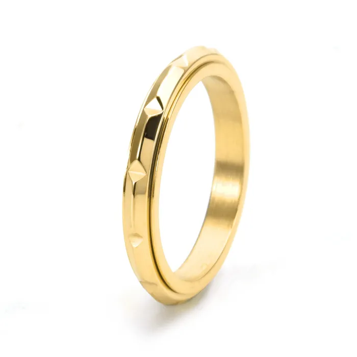 Wholesale 3MM Rose Gold Spinner Ring – Stainless Steel Bamboo Pattern Thin Band for Women Jewelry Factory Price
