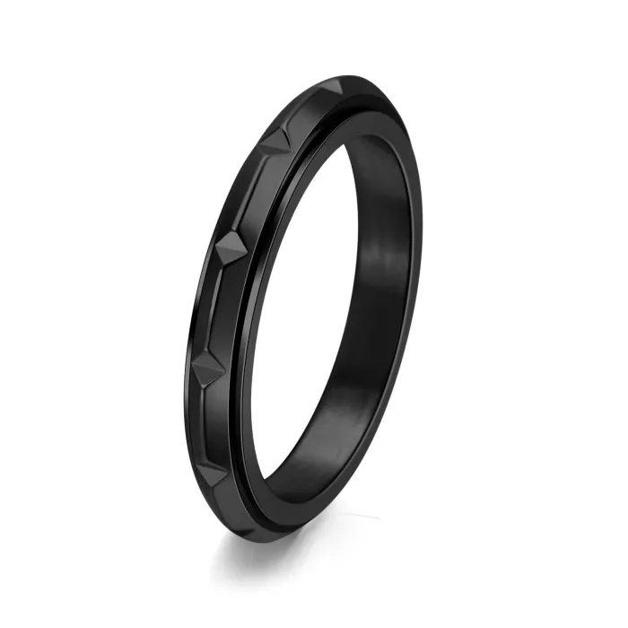 Wholesale 3MM Rose Gold Spinner Ring – Stainless Steel Bamboo Pattern Thin Band for Women Jewelry Factory Price