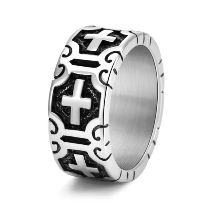 Wholesale Punk Cross Ring – Vintage Stainless Steel Gothic Style Men’s Jewelry Factory Price