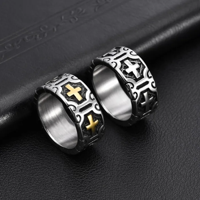 Wholesale Punk Cross Ring – Vintage Stainless Steel Gothic Style Men’s Jewelry Factory Price