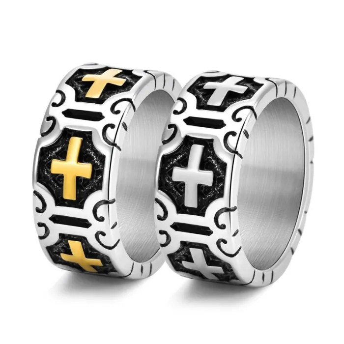 Wholesale Punk Cross Ring – Vintage Stainless Steel Gothic Style Men’s Jewelry Factory Price