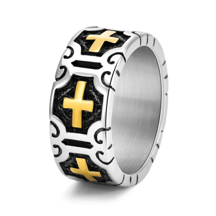 Wholesale Punk Cross Ring – Vintage Stainless Steel Gothic Style Men’s Jewelry Factory Price