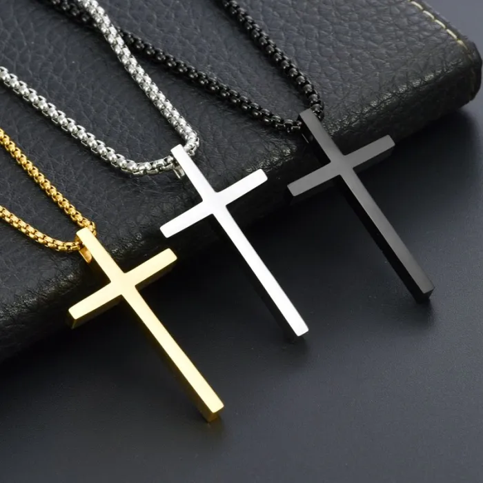 Wholesale Stainless Steel Cross Pendant Necklace – Simple Polished Faith Jewelry for Men Factory Price