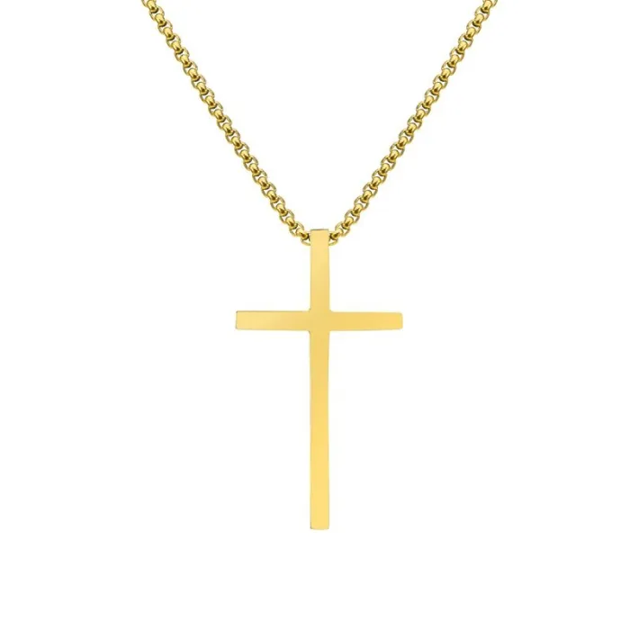 Wholesale Stainless Steel Cross Pendant Necklace – Simple Polished Faith Jewelry for Men Factory Price