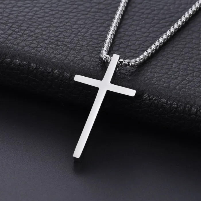 Wholesale Stainless Steel Cross Pendant Necklace – Simple Polished Faith Jewelry for Men Factory Price