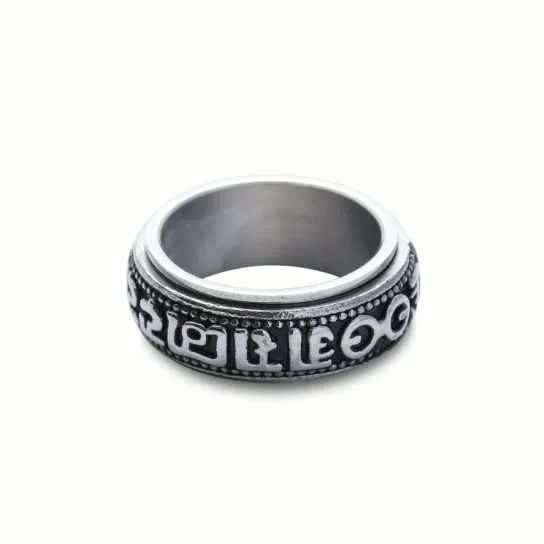 Wholesale Six True Words Spinner Ring – Vintage Stainless Steel Mantra Band for Men Factory Price