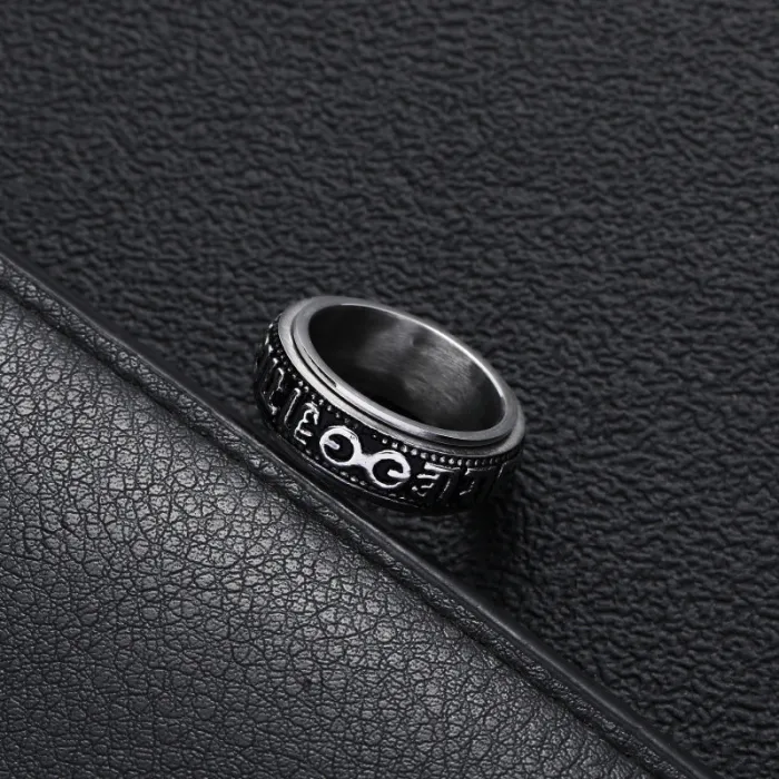 Wholesale Six True Words Spinner Ring – Vintage Stainless Steel Mantra Band for Men Factory Price