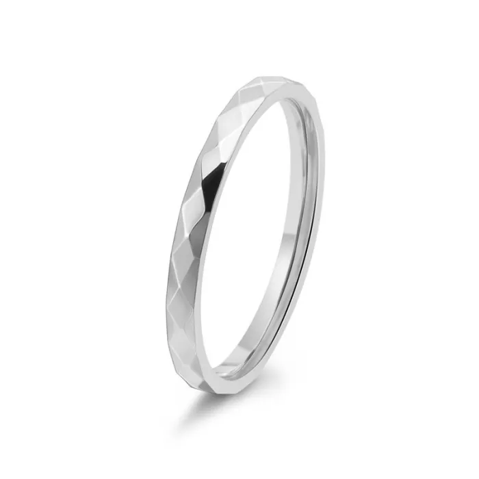 Wholesale 18K Gold Stainless Steel Ring – Narrow Diamond Pattern Women’s Jewelry Factory Price