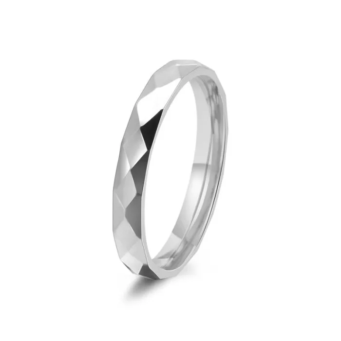 Wholesale 18K Gold Stainless Steel Ring – Narrow Diamond Pattern Women’s Jewelry Factory Price