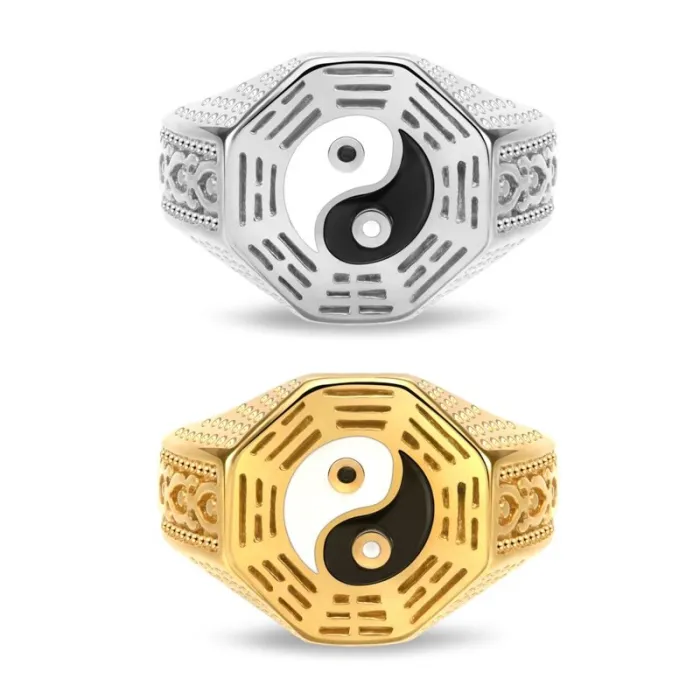 Wholesale Yin Yang Bagua Ring – Chinese Style Stainless Steel Unisex Band for Men Factory Price