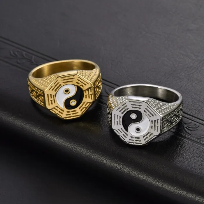 Wholesale Yin Yang Bagua Ring – Chinese Style Stainless Steel Unisex Band for Men Factory Price