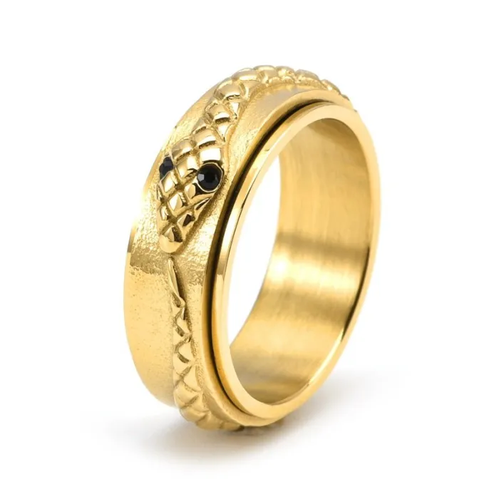 Wholesale Snake Spinner Ring – Creative Stainless Steel Rotating Serpent Band for Men Jewelry Factory Price