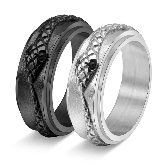 Wholesale Snake Spinner Ring – Creative Stainless Steel Rotating Serpent Band for Men Jewelry Factory Price
