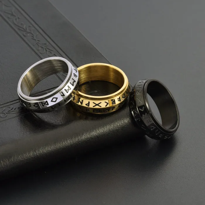 Wholesale Viking Rune Spinner Ring – Nordic Stainless Steel Rotating Band Unisex Jewelry Factory Price