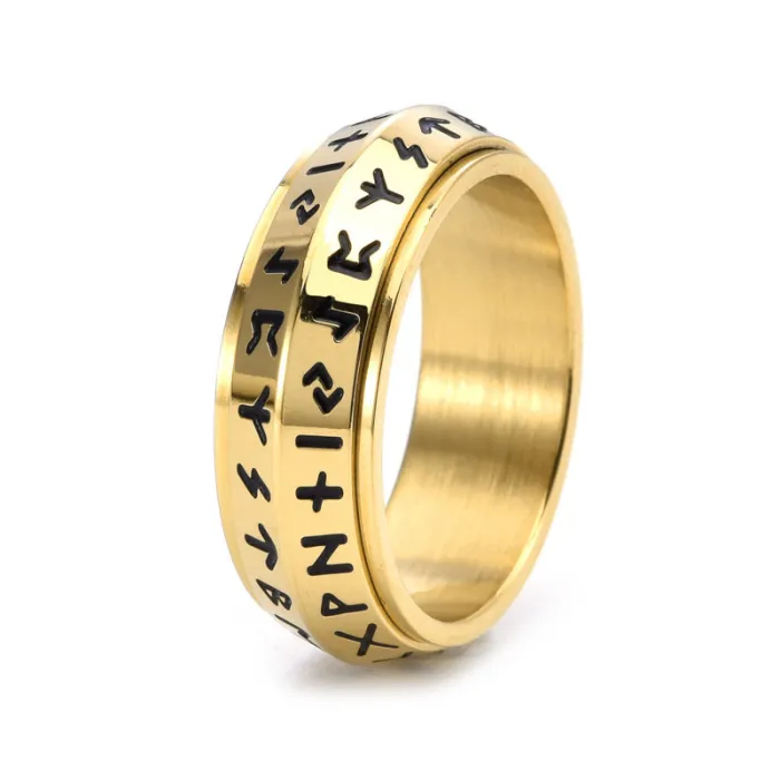 Wholesale Viking Rune Spinner Ring – Nordic Stainless Steel Rotating Band Unisex Jewelry Factory Price