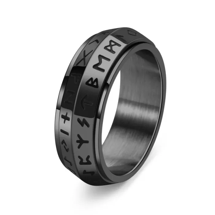 Wholesale Viking Rune Spinner Ring – Nordic Stainless Steel Rotating Band Unisex Jewelry Factory Price