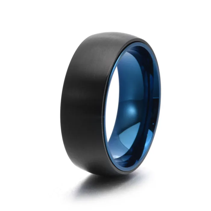 Wholesale Two-Tone Spinner Ring – Stainless Steel 8MM Brushed Curved Band for Men Factory Price