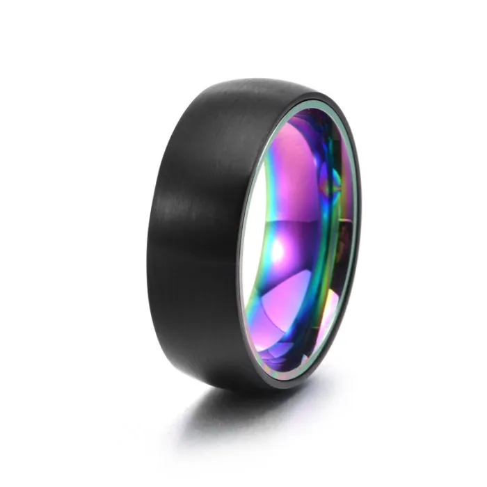Wholesale Two-Tone Spinner Ring – Stainless Steel 8MM Brushed Curved Band for Men Factory Price