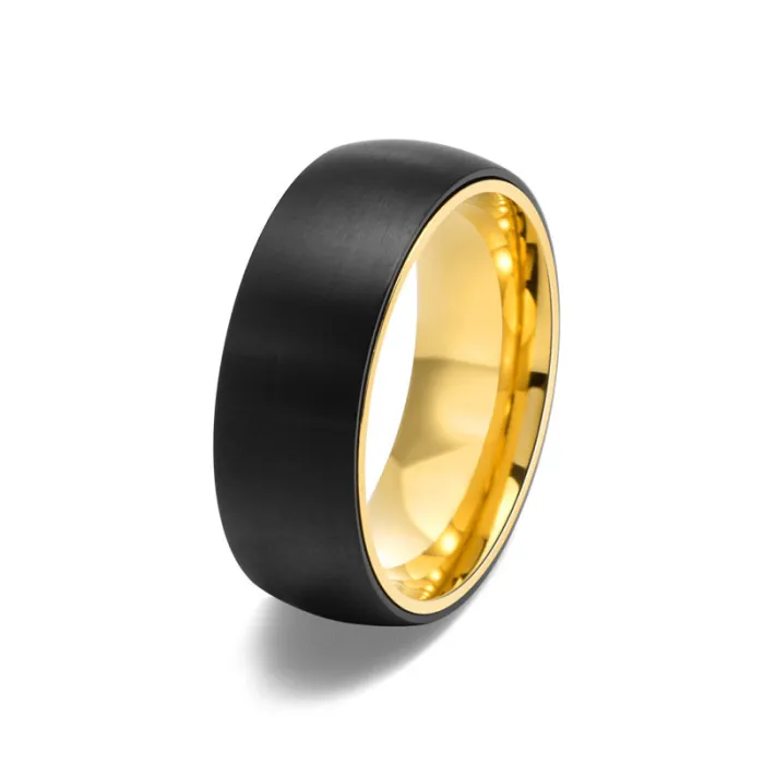 Wholesale Two-Tone Spinner Ring – Stainless Steel 8MM Brushed Curved Band for Men Factory Price