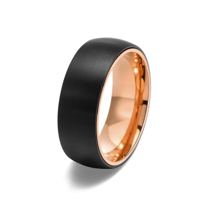 Wholesale Two-Tone Spinner Ring – Stainless Steel 8MM Brushed Curved Band for Men Factory Price
