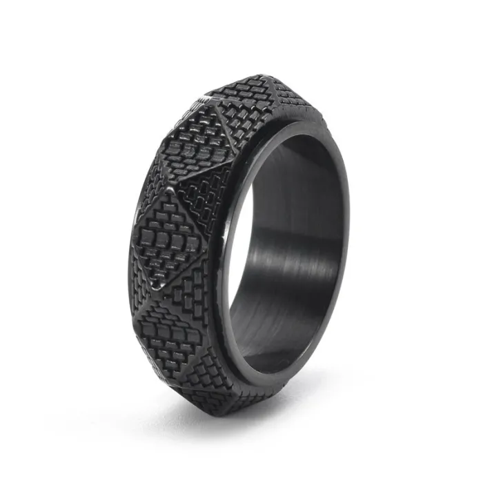 Wholesale Egyptian Pyramid Spinner Ring – Vintage Stainless Steel Rotating Band for Men Jewelry Factory Price