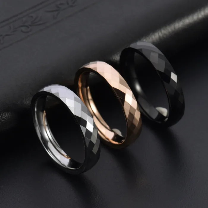 Wholesale Tungsten Steel Ring – Diamond Pattern Couples Band Wide or Narrow Unique Jewelry Factory Price