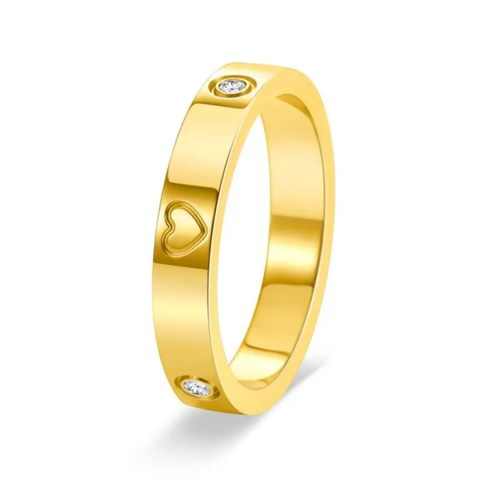 Wholesale Stainless Steel Heart CZ Ring – 18K Gold Plated Women’s Dainty Jewelry Factory Price