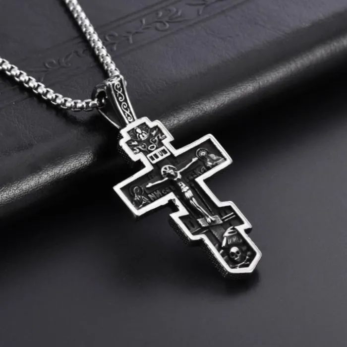 Wholesale Vintage Cross Pendant Necklace – Cast Stainless Steel Punk Style Men’s Jewelry Factory Price