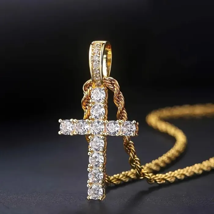 Wholesale Zircon Cross Necklace – Elegant Women’s Minimalist Luxury Pendant Jewelry Factory Price